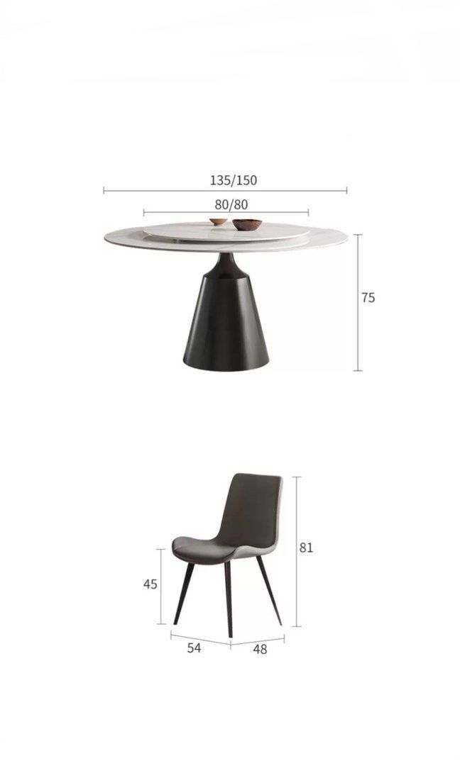 MACK Round Marble Dining Table With Lazy Susan