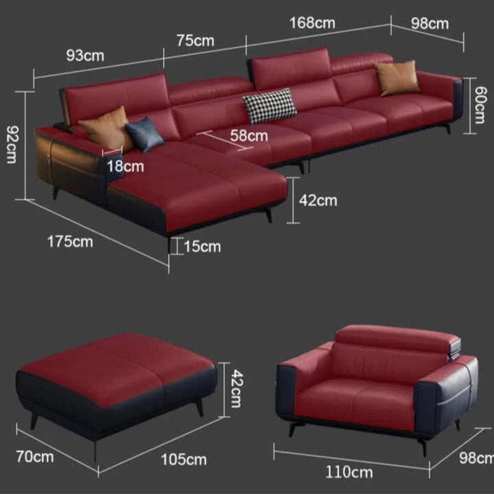 KAYL Modern Leather Sectional Sofa
