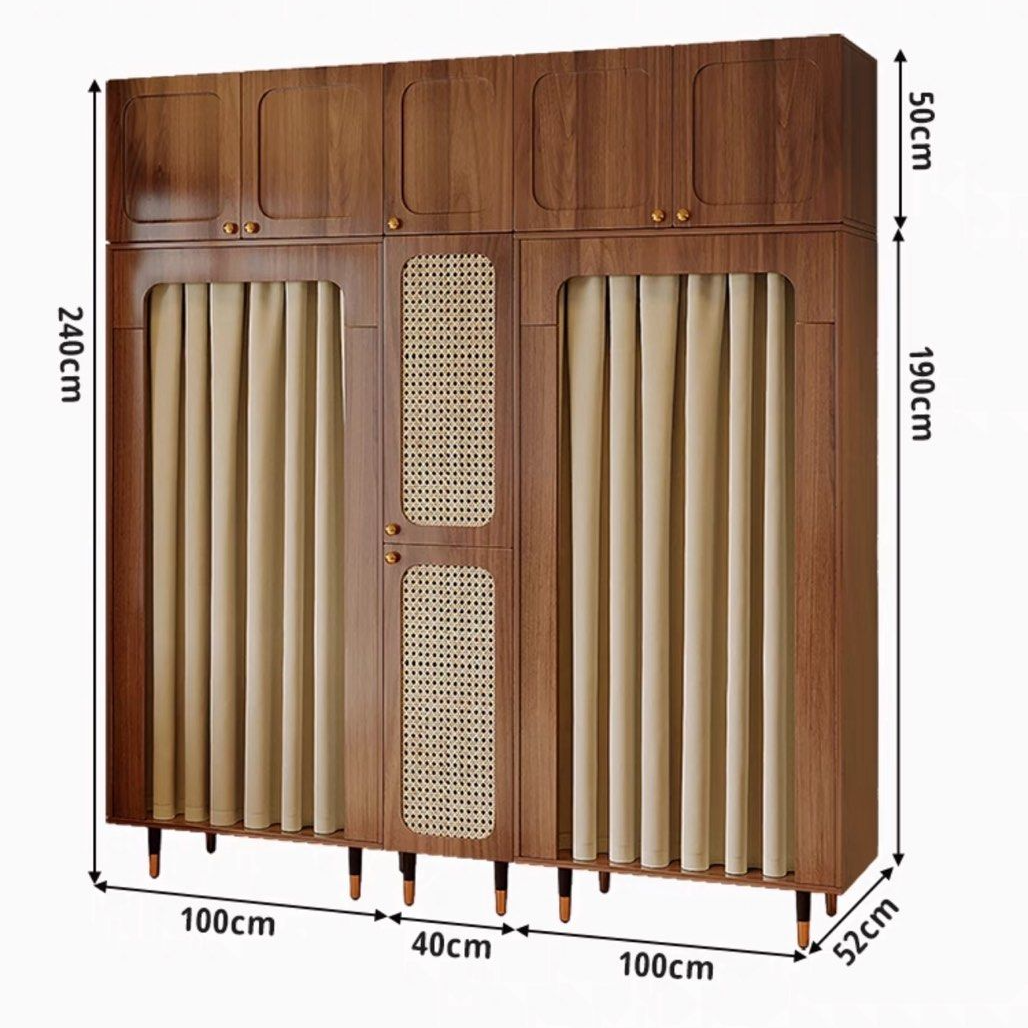 LUCINA Mid-Century Rattan Wardrobe
