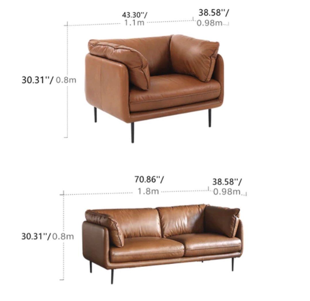 VOSSA Genuine Leather Sofa