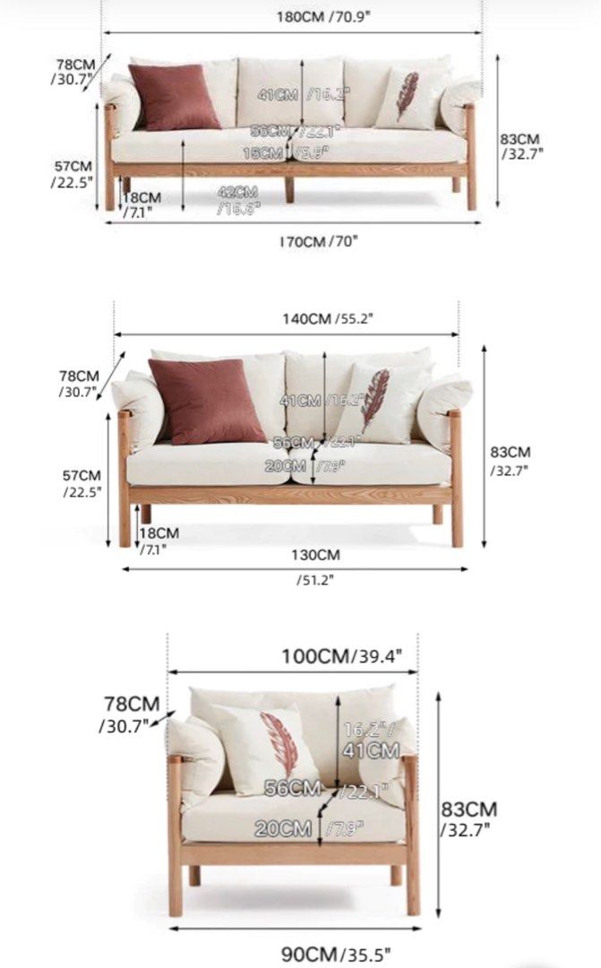 LORIANNE Wood Frame Sofa