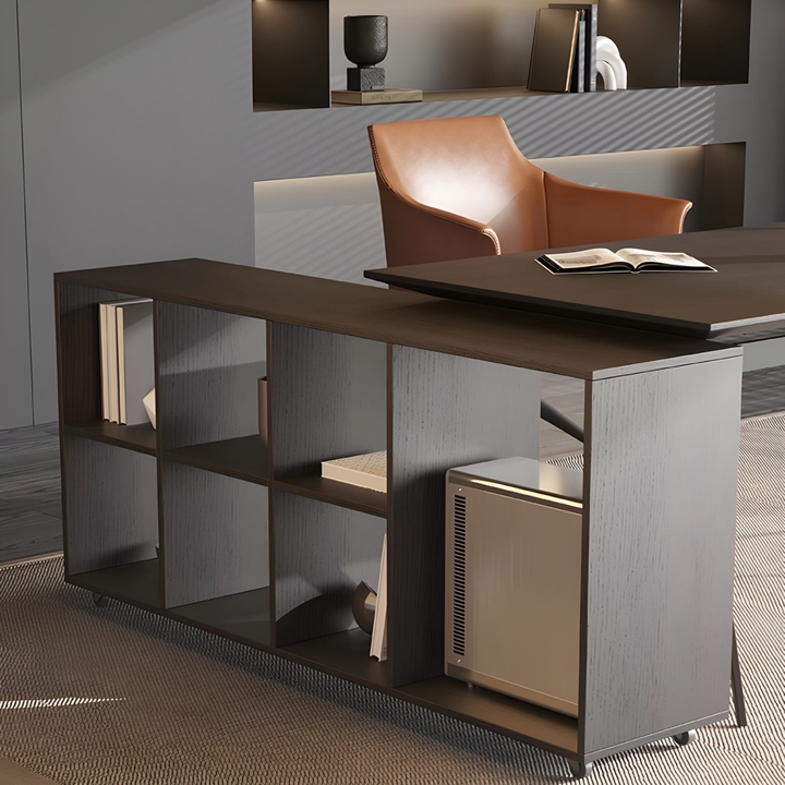 NERO Modern Office Side Desk with Storage Shelf