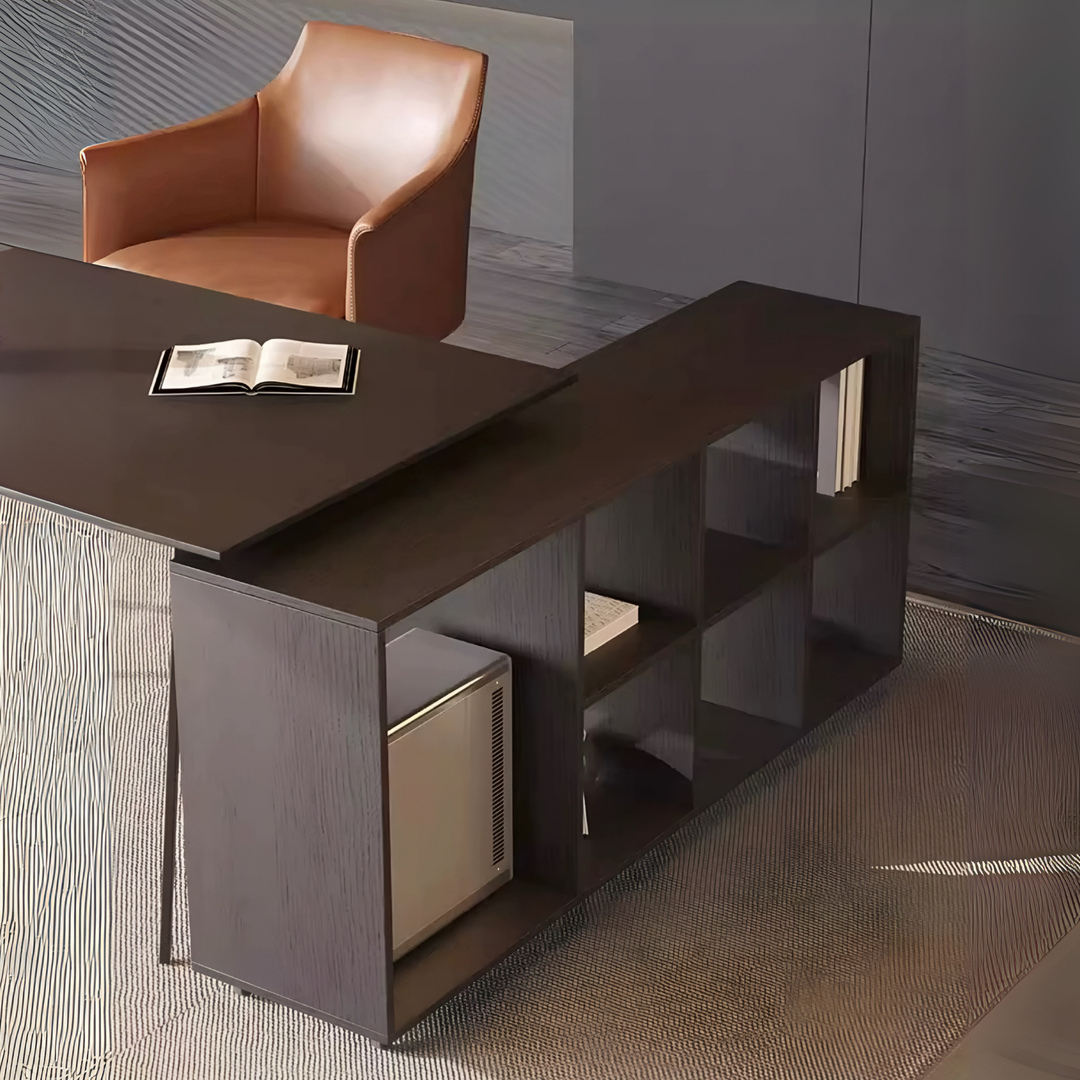 NERO Modern Office Side Desk with Storage Shelf