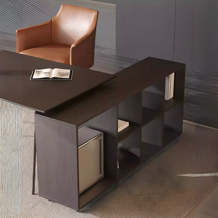 NERO Modern Office Side Desk with Storage Shelf