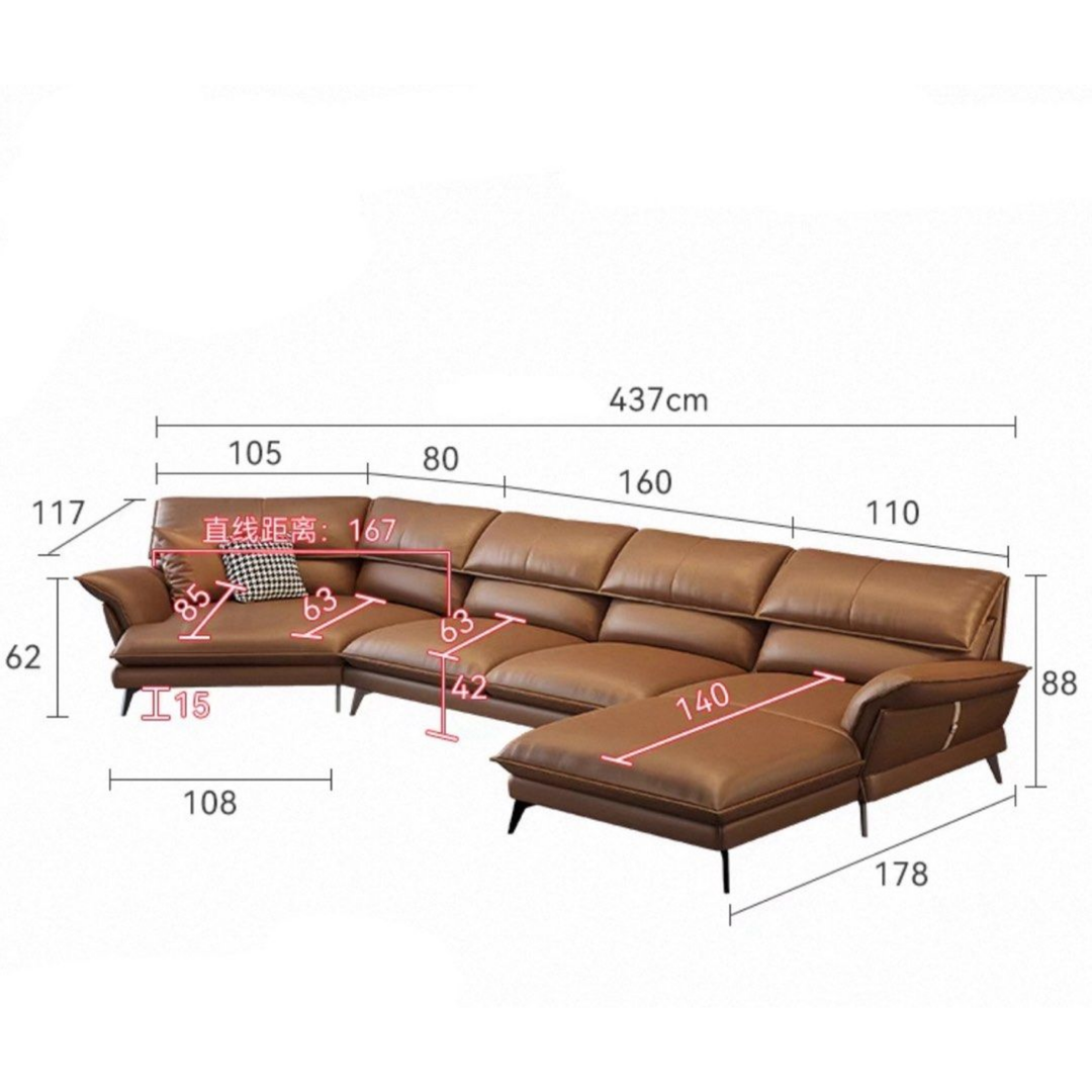 TOZIEO Modern Genuine Leather Sofa