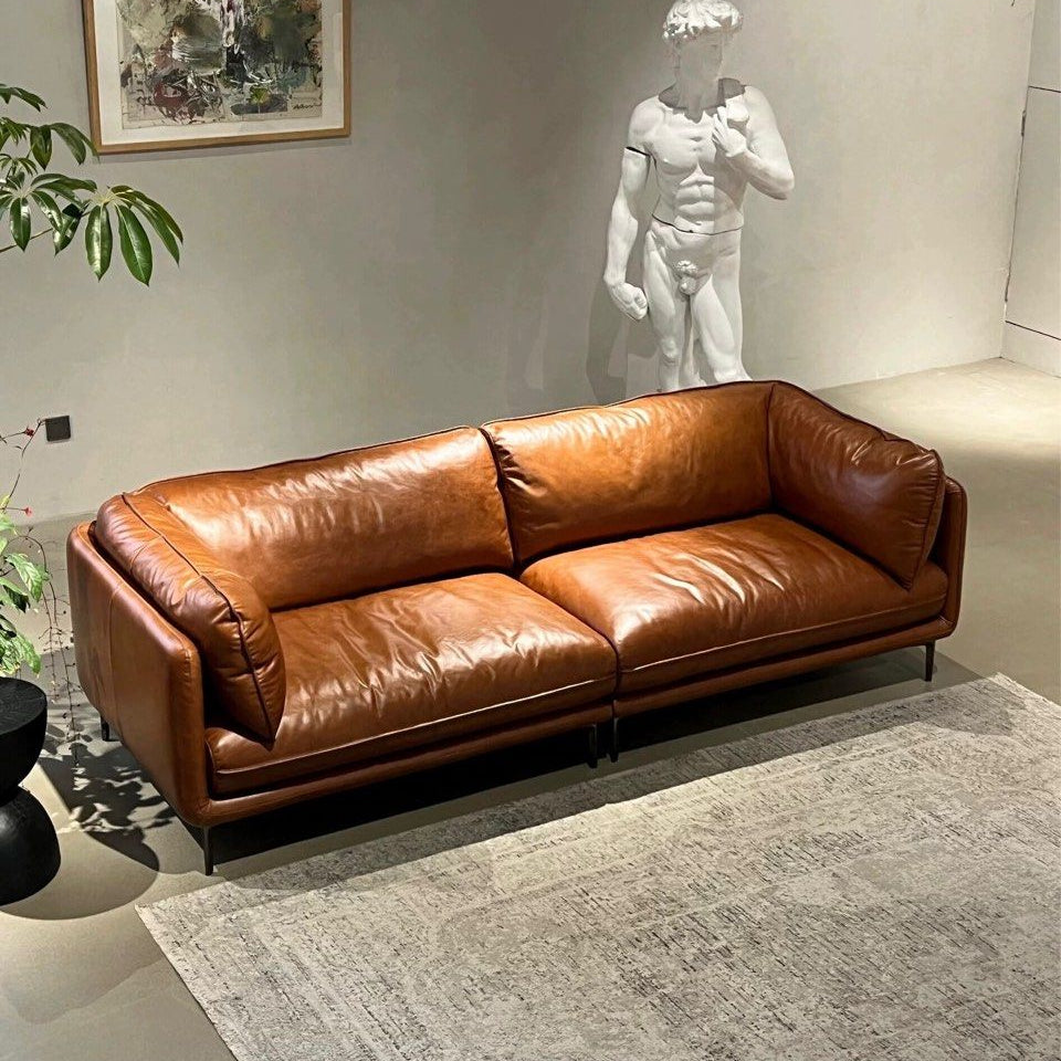 VRENO Modern Grain Leather Sofa