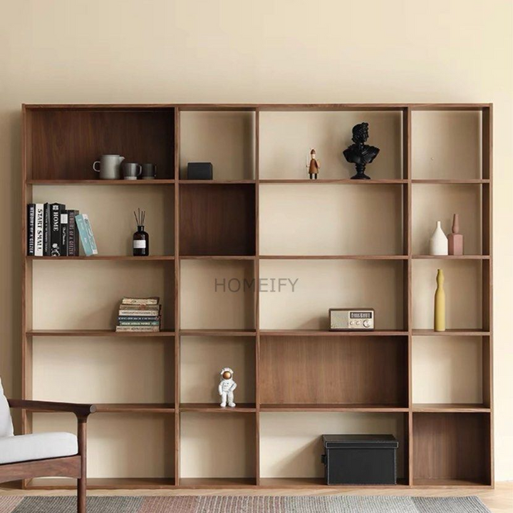 RAINER Rustic Walnut Wood Book Shelf