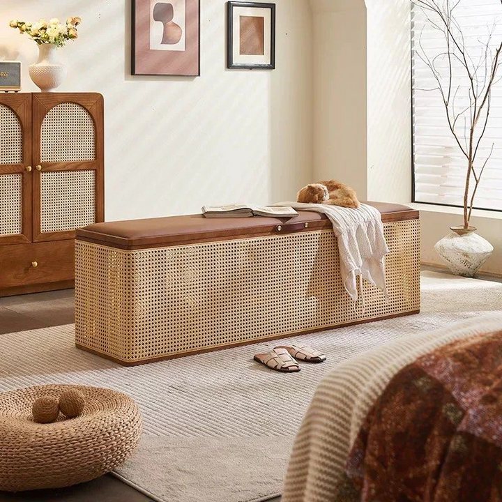 JELINA Rattan Bench With Storage