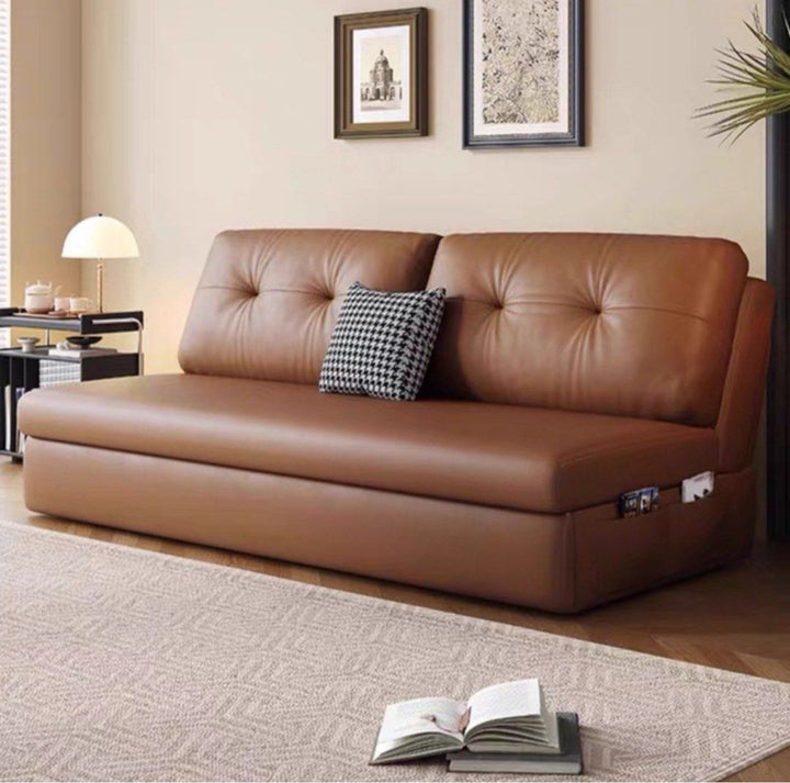 ZANI Scratch Resistant Leather Storage Sofa Bed