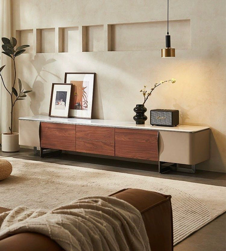 VACLA Modern Saddle Leather TV Console