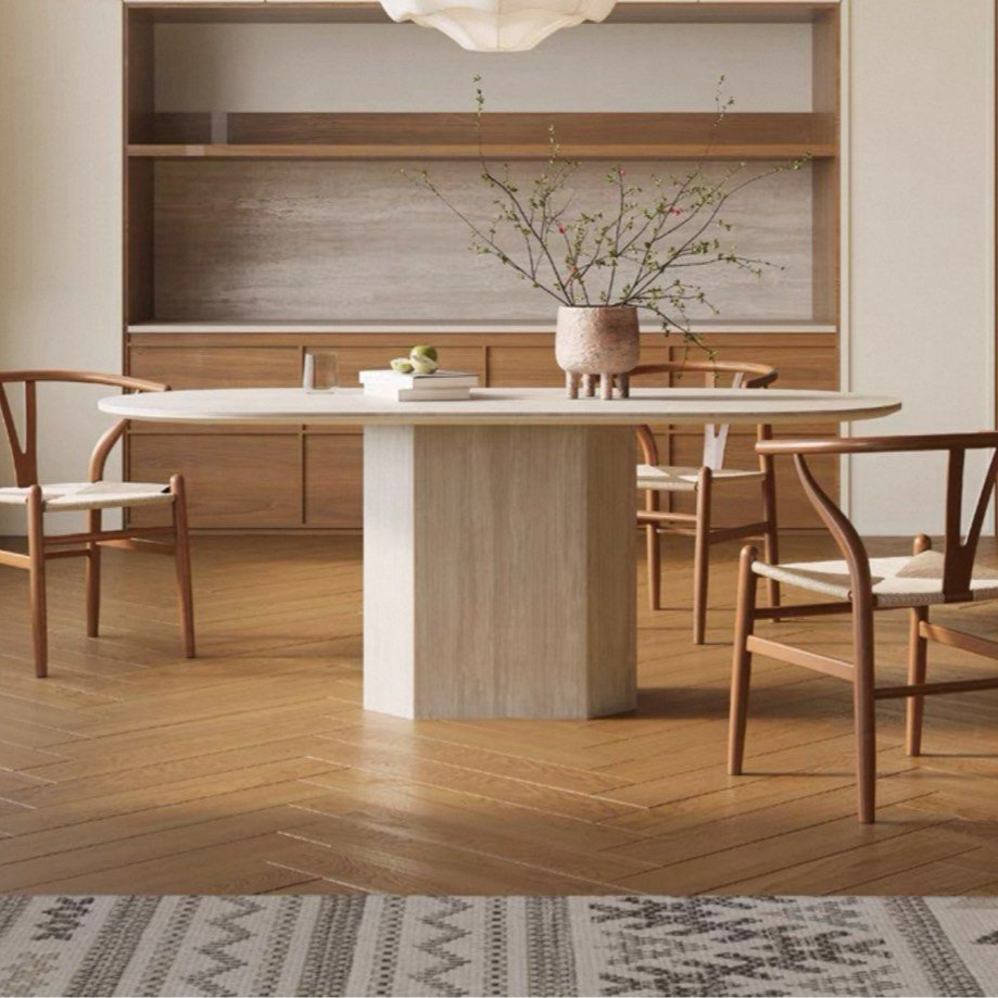 SAPPH Modern Travertine Dining Table