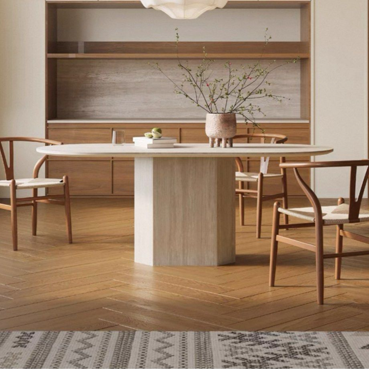 SAPPH Modern Travertine Dining Table