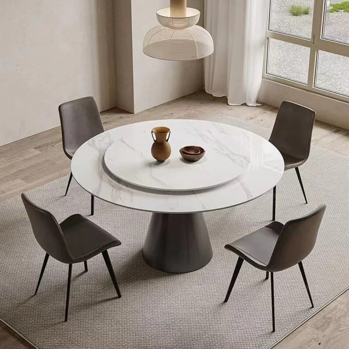 MACK Round Marble Dining Table With Lazy Susan