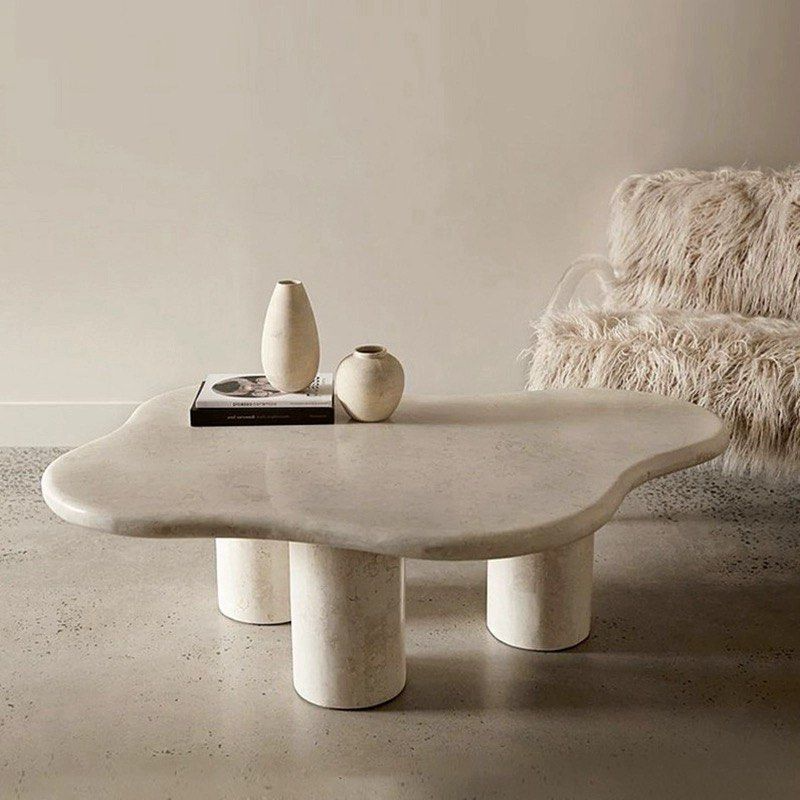 DENIS Modern Travertine Coffee Table