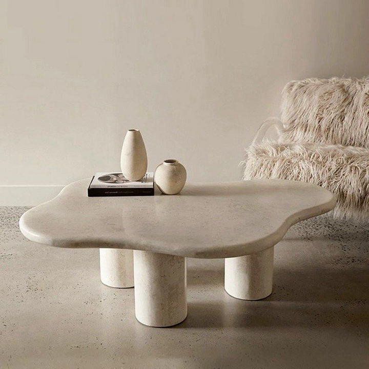 DENIS Modern Travertine Coffee Table