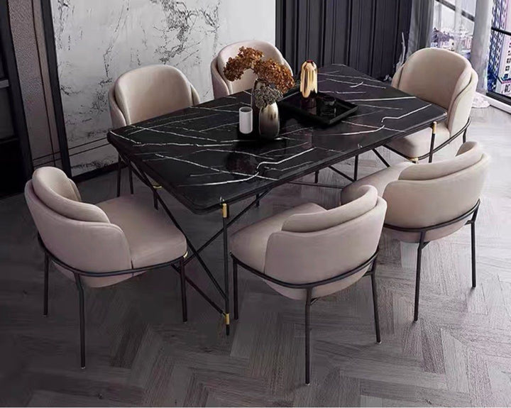 HOLYFIELD Industrial Marble Dining Table