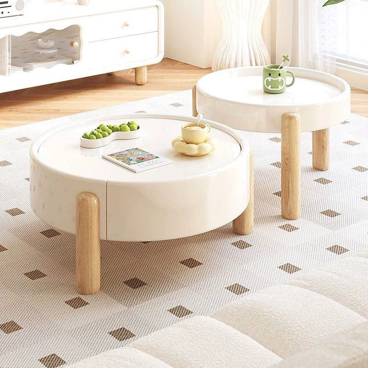 AIDEN Japandi Solid Wood Round Coffee Table