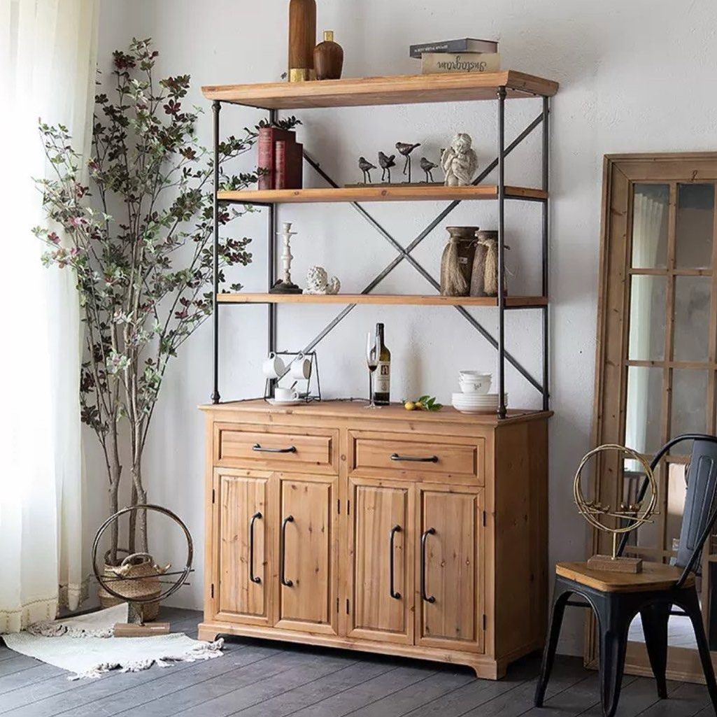 HARLING Rustic Solid Wood Tall Cabinet