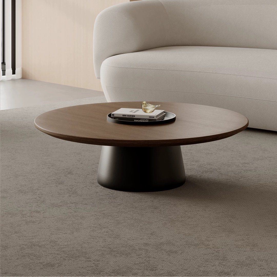 HARLEEN Modern Solid Wood Round Coffee Table