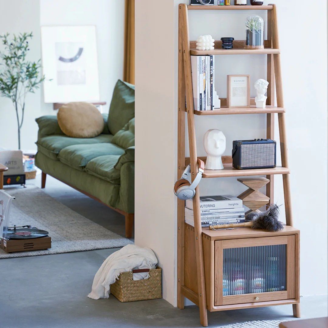 ANSELMO Wood Bookshelf With Storage