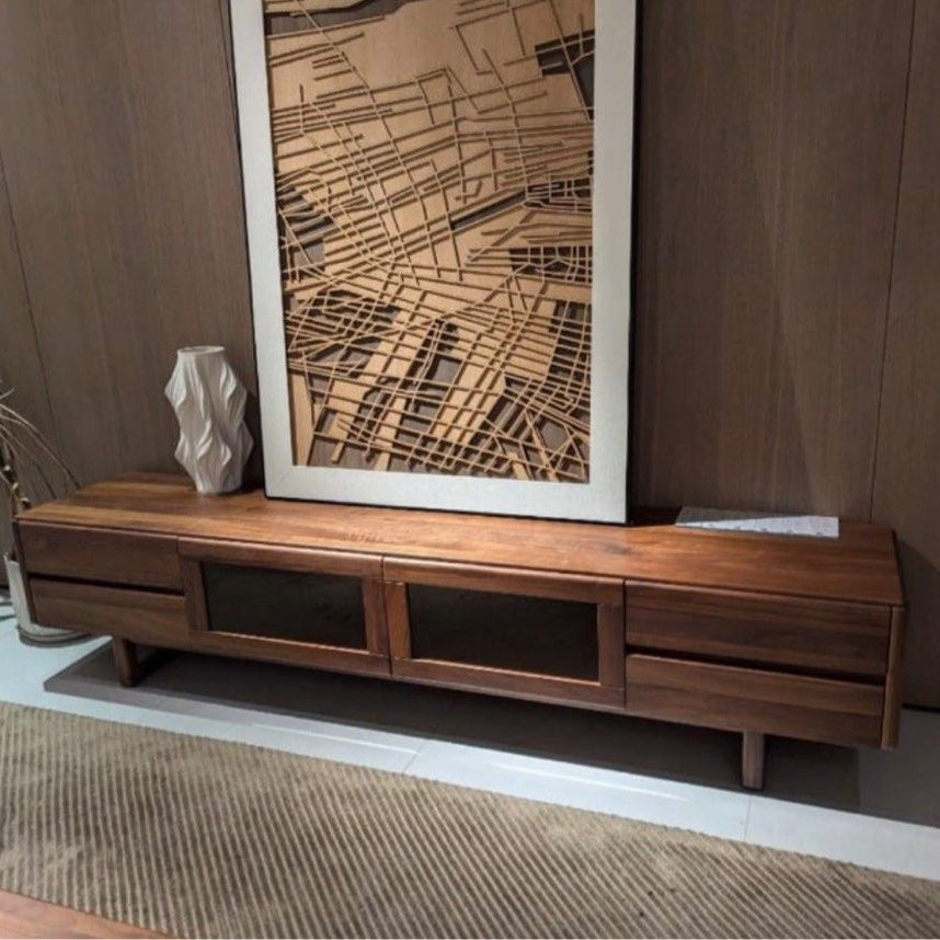 HAROL Modern Solid Walnut Wood TV Console