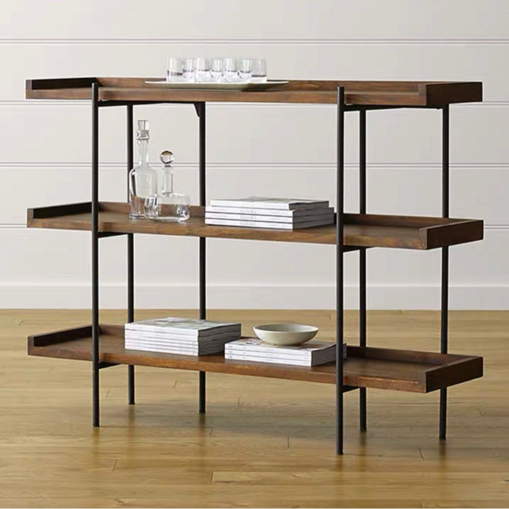 EDUARDO Industrial Solid Wood Display Shelf