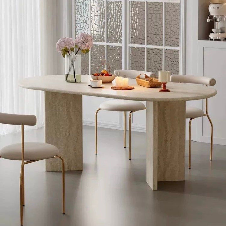 ZAILE Modern Travertine Dining Table