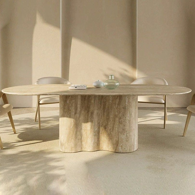 ROMAN Modern Travertine Dining Table