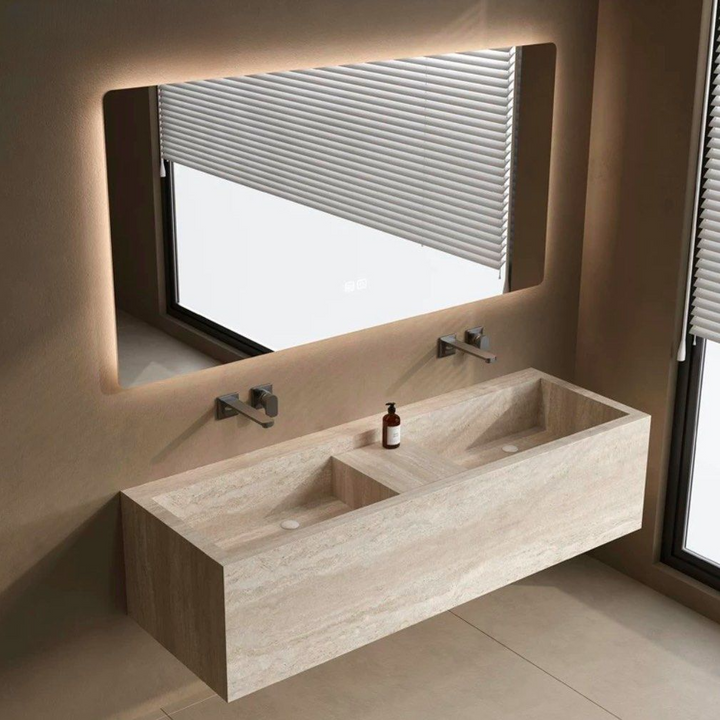 MILOS Modern Travertine Bathroom Vanity Sink