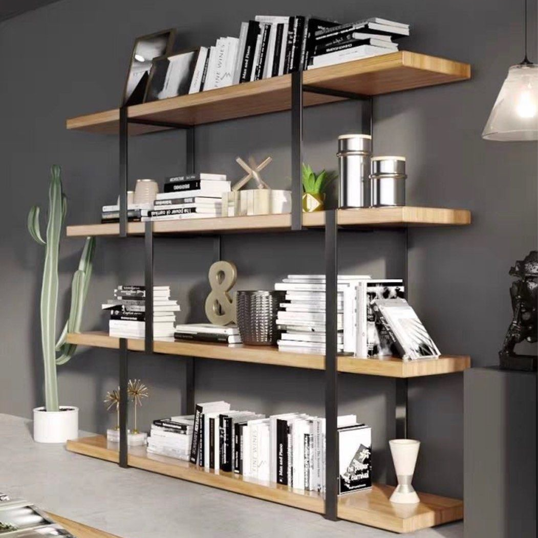 CATARIE Industrial Solid Wood Display Shelf