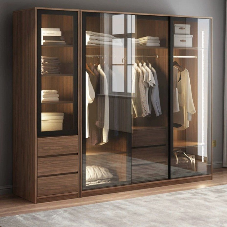 JULIUS Rustic LED Walnut Wardrobe