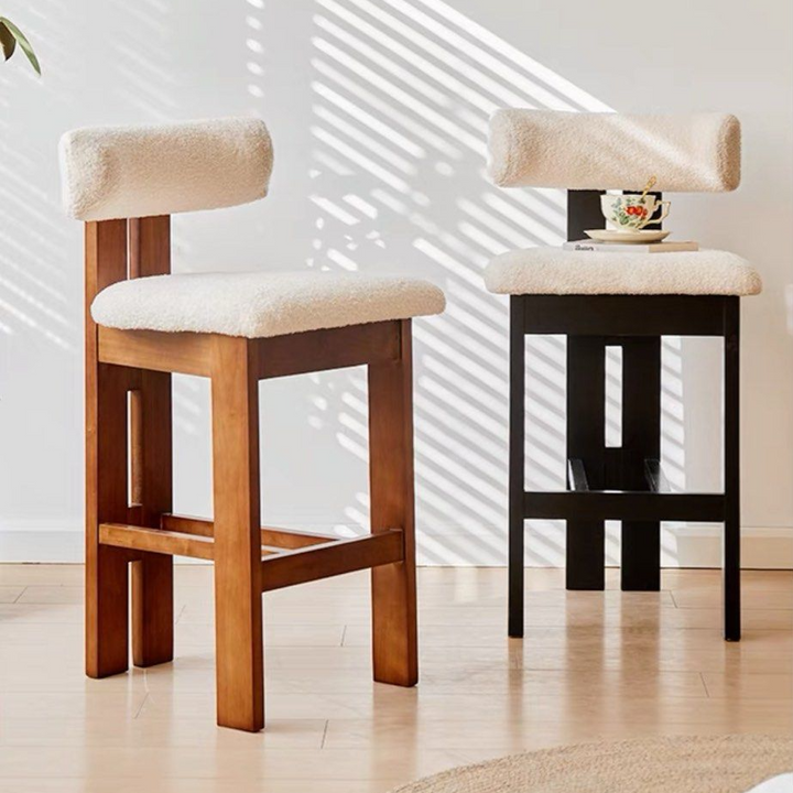 GALWAY Modern Solid Wood Boucle Bar Stool