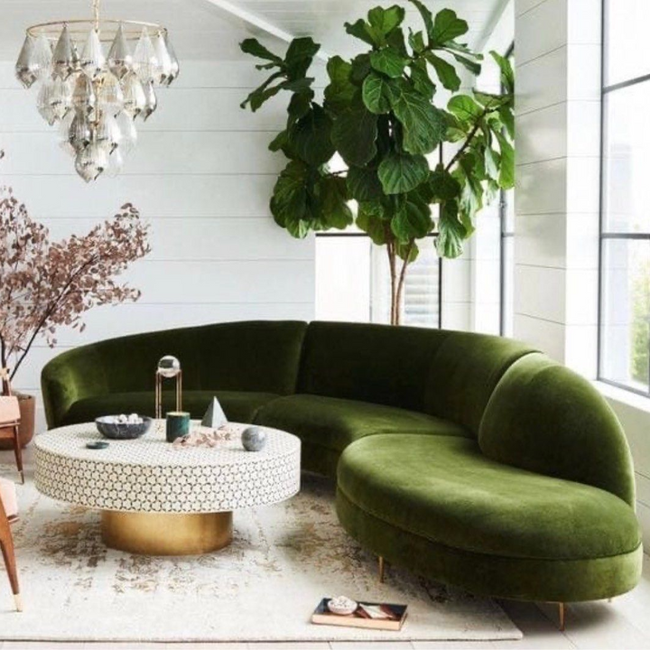 GALVIRA Modern Curve Velvet Sofa