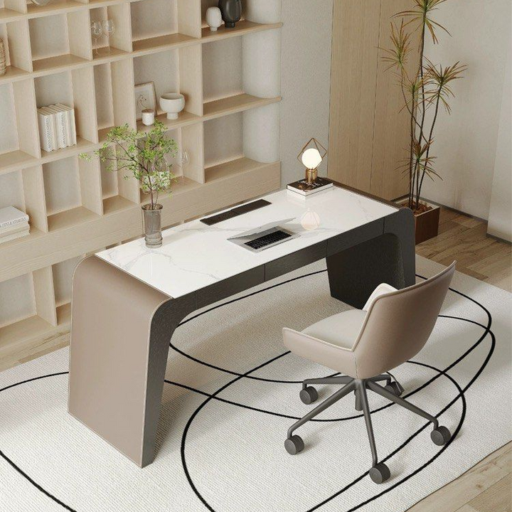 ERICH Modern Saddle Leather Study Desk