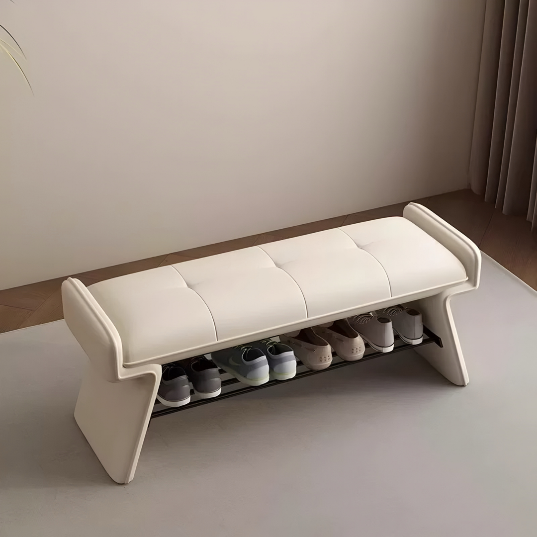 VETRO Modern Leather Shoe Storage Bench