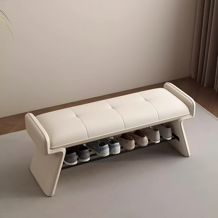 VETRO Modern Leather Shoe Storage Bench