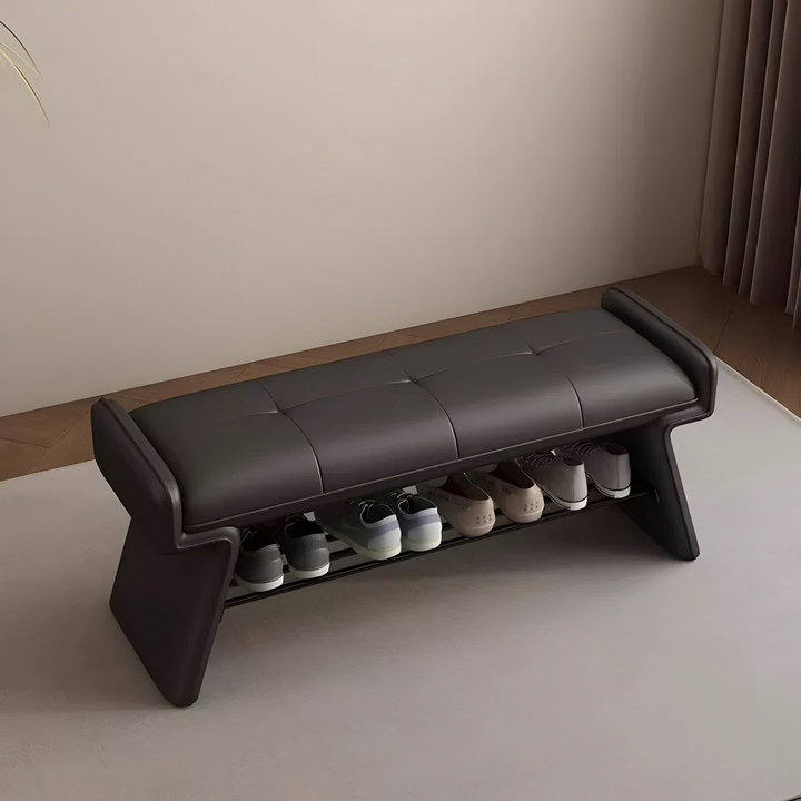VETRO Modern Leather Shoe Storage Bench