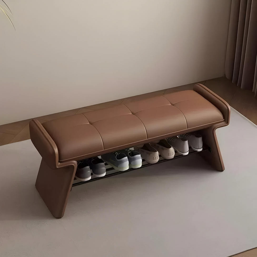VETRO Modern Leather Shoe Storage Bench