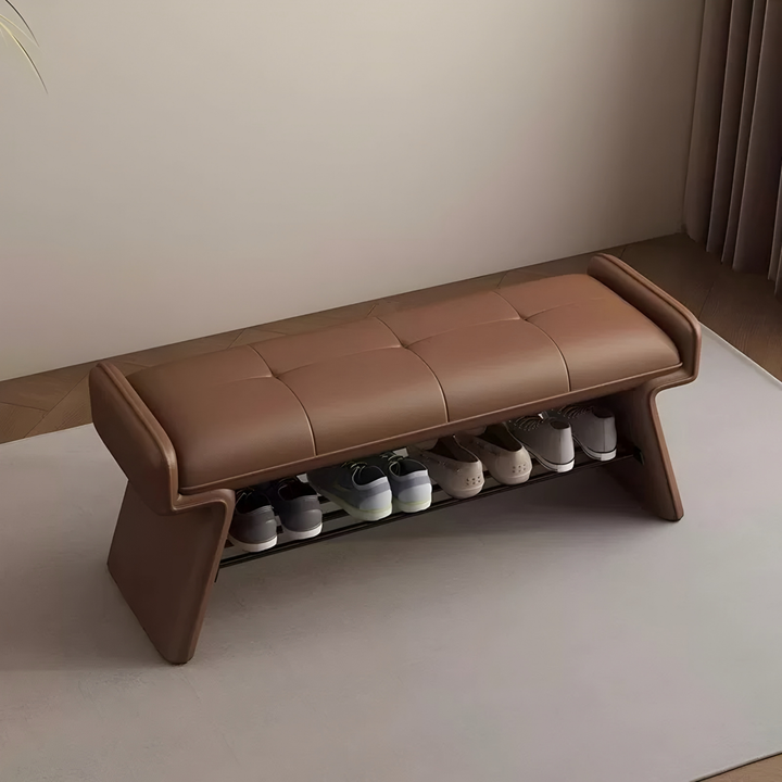 VETRO Modern Leather Shoe Storage Bench