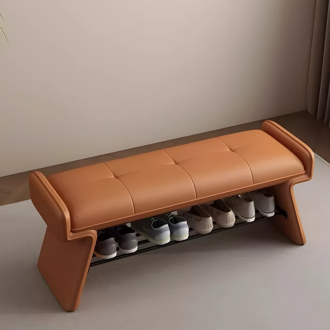 VETRO Modern Leather Shoe Storage Bench