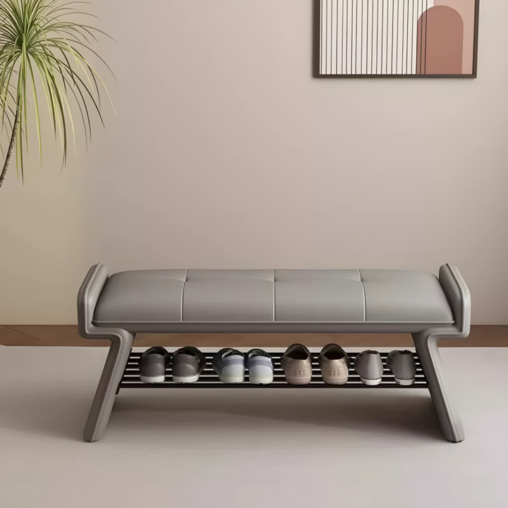 VETRO Modern Leather Shoe Storage Bench