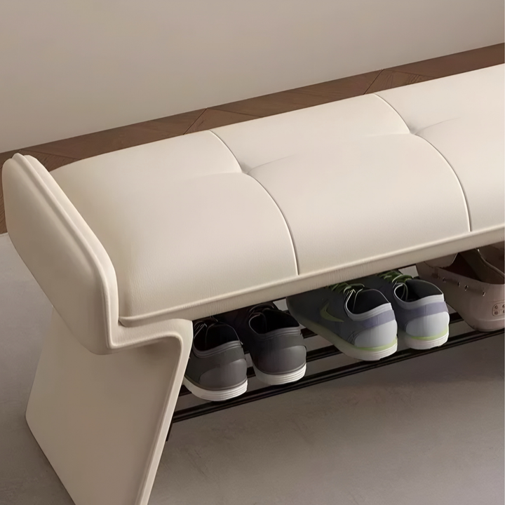 VETRO Modern Leather Shoe Storage Bench