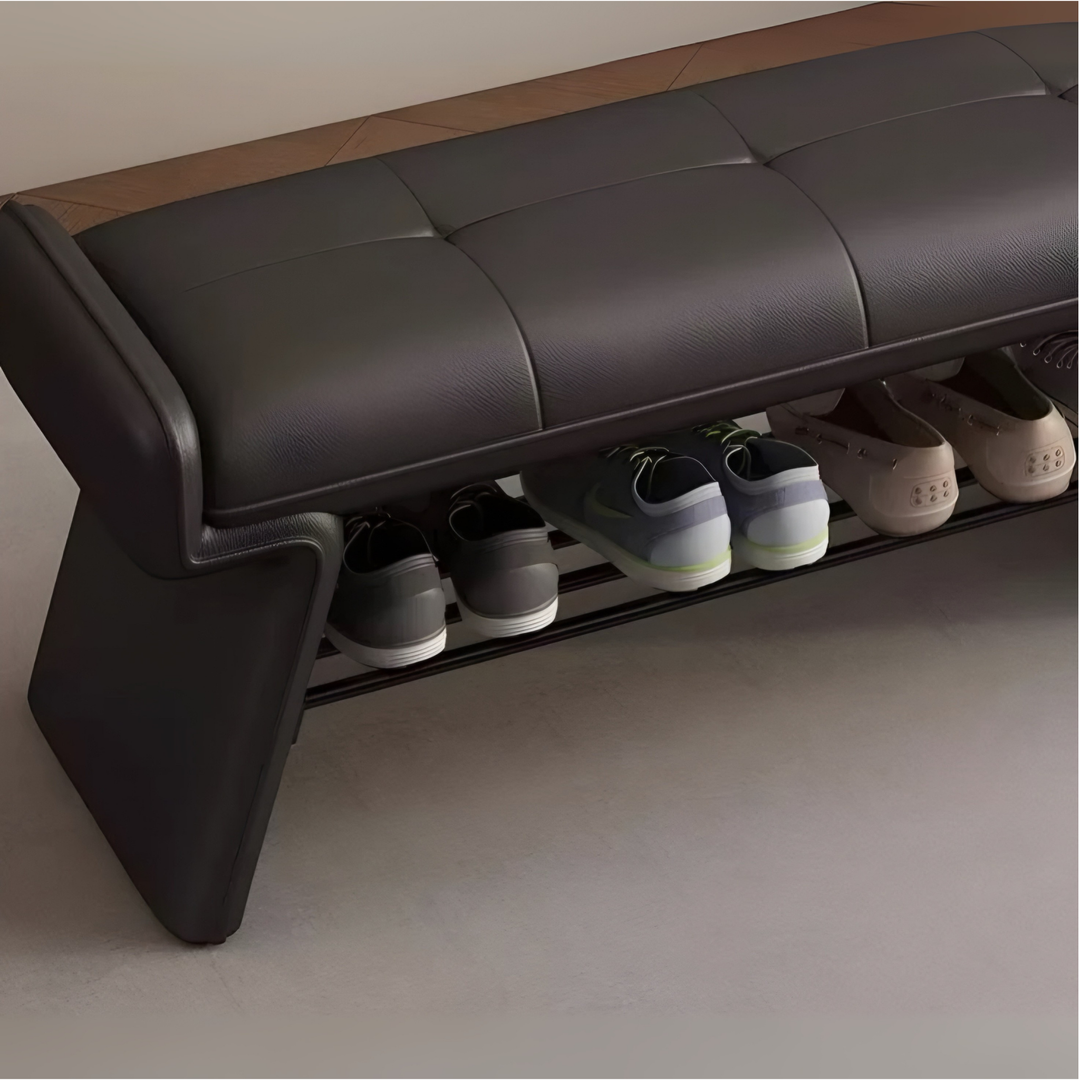 VETRO Modern Leather Shoe Storage Bench