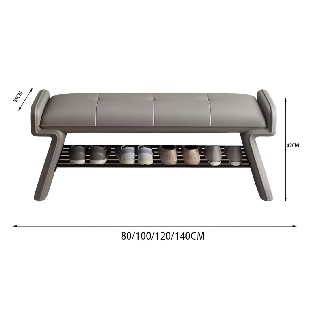 VETRO Modern Leather Shoe Storage Bench