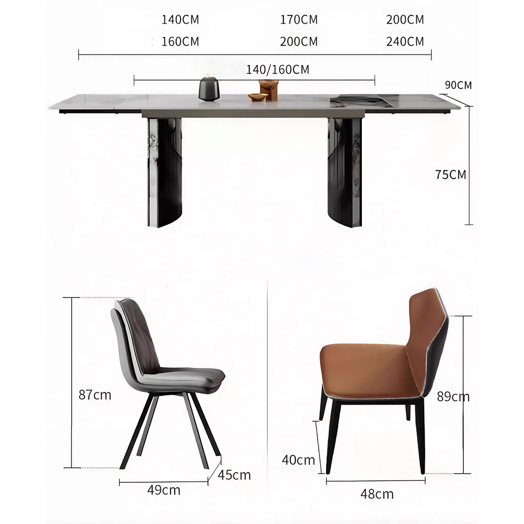 AVANTI Modern Sintered Stone Extendable Dining Table