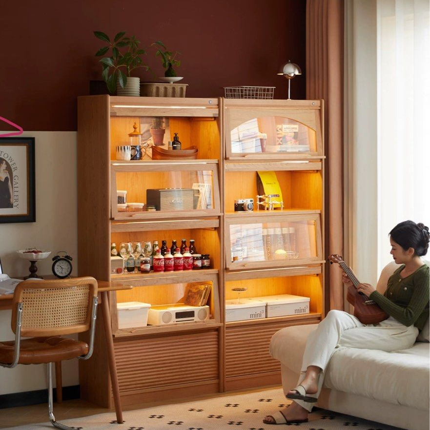 KAYLA Modern Cherry Wood Display Shelf