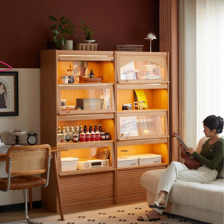 KAYLA Modern Cherry Wood Display Shelf