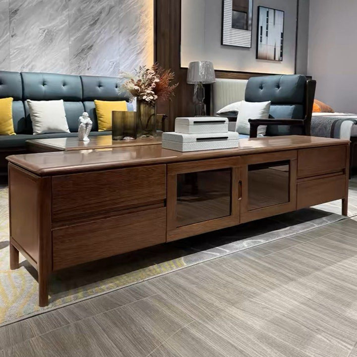 HAROL Modern Solid Walnut Wood TV Console
