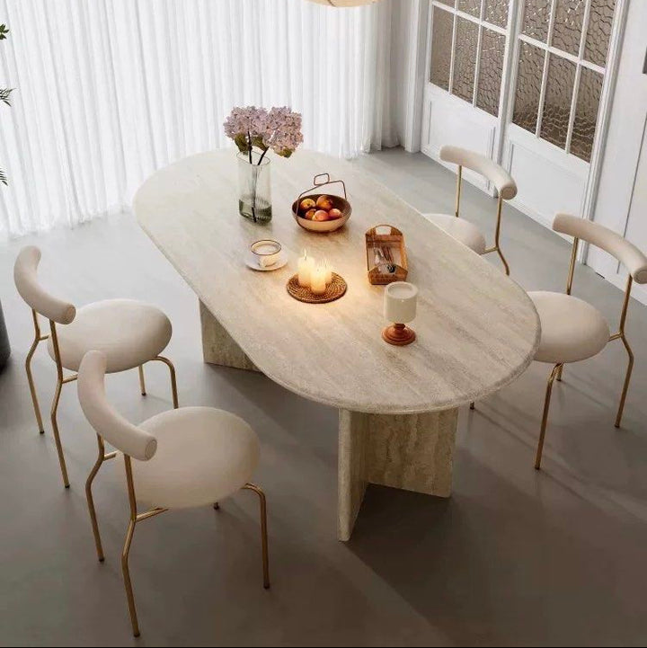 ZAILE Modern Travertine Dining Table
