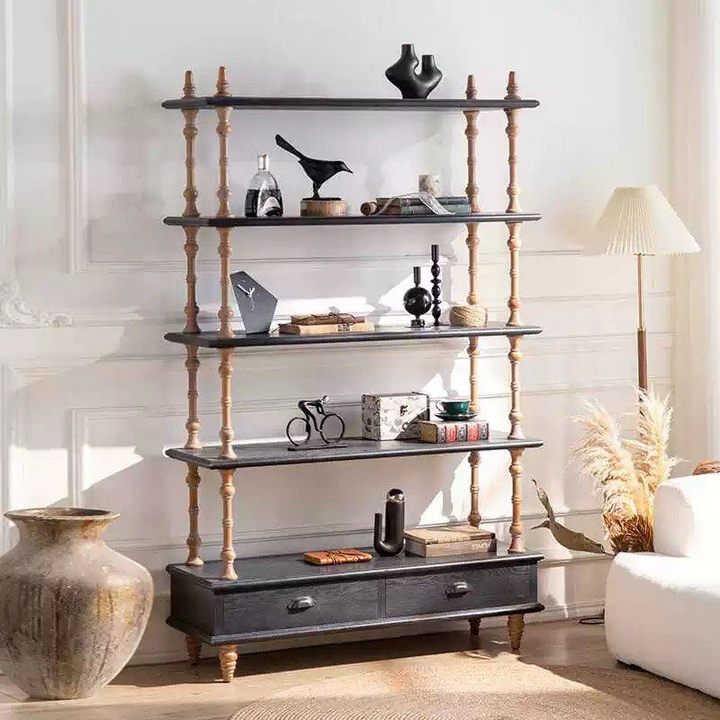 FELIPE Mid-Century Solid Wood Display Shelf